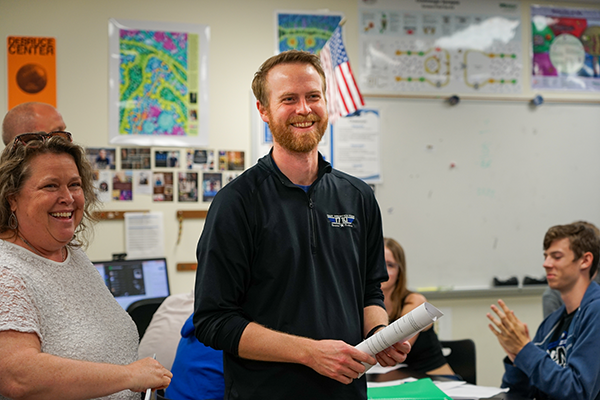 Andrew Taylor in his classroom